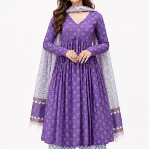 vestiti Dharma'S Floral Print Anarkali Kurta, Bottom & Dupatta Set