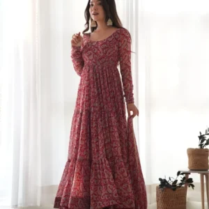 black Women Georgette Kurta Pant Dupatta Set